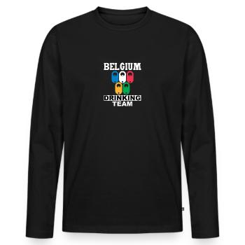 Belgium Drinking Team Funny Drinking Beer Lover - Men's Premium Organic Long Sleeve Shirt - black - Front - Nico (187cm)