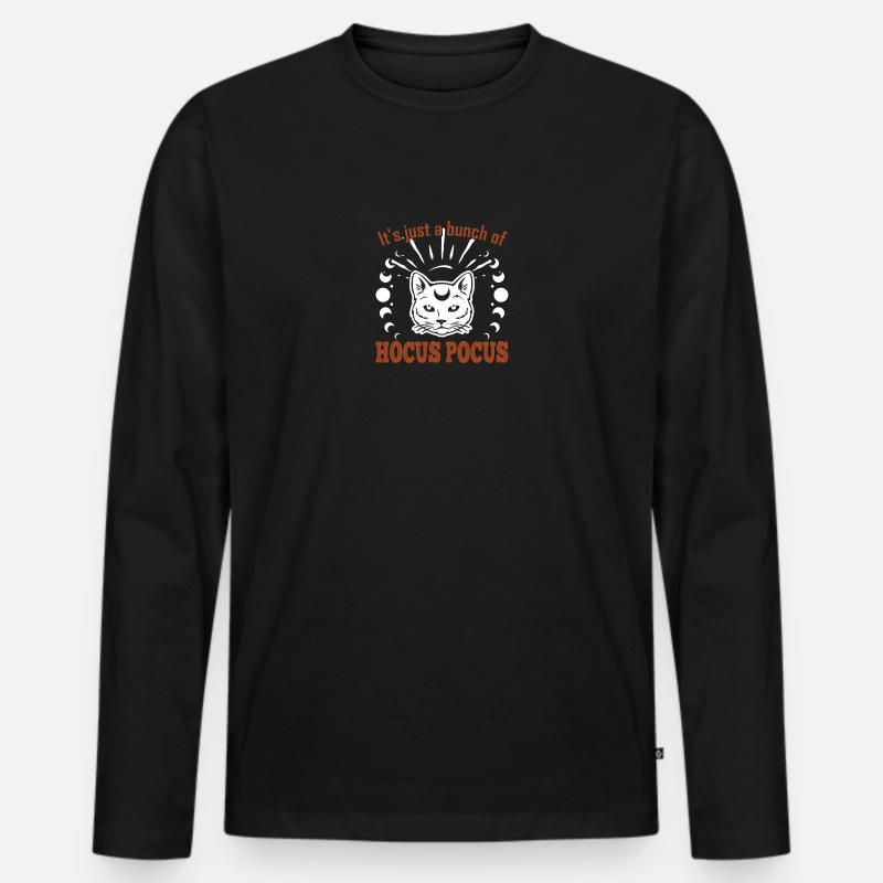 Hocus Pocus Halloween Celestial Cat - Männer Premium Bio Langarmshirt - Schwarz