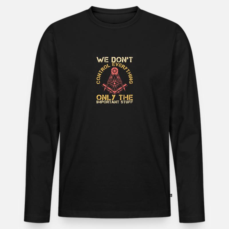 Sarcastic Freemasons Control Everything - Männer Premium Bio Langarmshirt - Schwarz