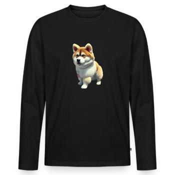 Akita Chien - Akita - T-shirt manches longues Premium bio Homme - noir - Devant - Nico (187cm)