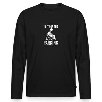 Handicap In It pour les personnes handicapées de stationnement - T-shirt manches longues Premium bio Homme - noir - Devant - Nico (187cm)