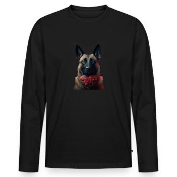Malinois Valentines Tag - Männer Premium Bio Langarmshirt - Schwarz - Vorne - Nico (187cm)