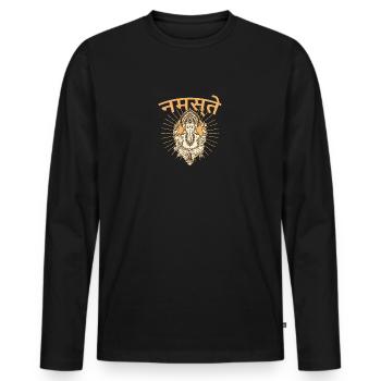 Yoga Gansha Namaste Sanskrit Namaste Meditation - Men's Premium Organic Long Sleeve Shirt - black - Front - Nico (187cm)