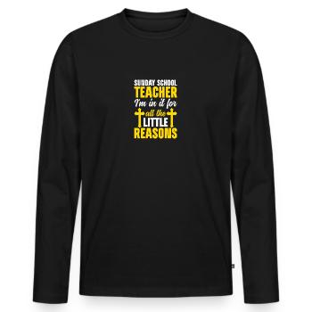 Fidèle serviteur chrétien enseignant de l’école du dimanche - T-shirt manches longues Premium bio Homme - noir - Devant - Nico (187cm)