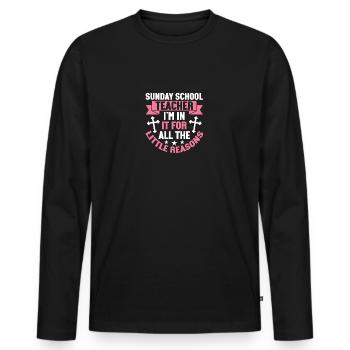 Fidèle serviteur chrétien enseignant de l’école du dimanche - T-shirt manches longues Premium bio Homme - noir - Devant - Nico (187cm)