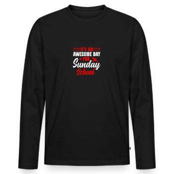 Fidèle serviteur chrétien enseignant de l’école du dimanche - T-shirt manches longues Premium bio Homme - noir - Devant - Nico (187cm)