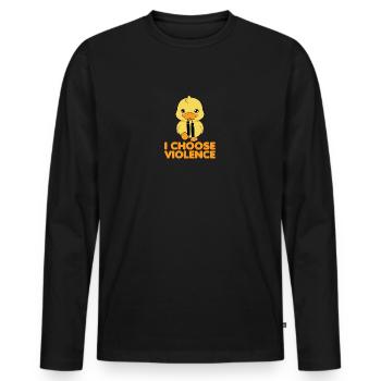 Je choisis Violence Duck Nunchucks - T-shirt manches longues Premium bio Homme - noir - Devant - Nico (187cm)