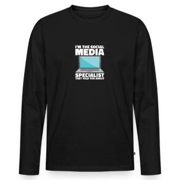 Social Media Kit Platform Advertising SMM Manager - Men's Premium Organic Long Sleeve Shirt - black - Front - Nico (187cm)