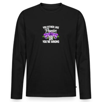 Pensées Gardener Gear Pensées vivantes Plantes Pensée - T-shirt manches longues Premium bio Homme - noir - Devant - Nico (187cm)