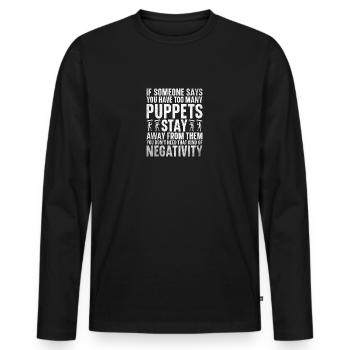 Ventriloquist Puppet for Adults Puppeteering - Men's Premium Organic Long Sleeve Shirt - black - Front - Nico (187cm)