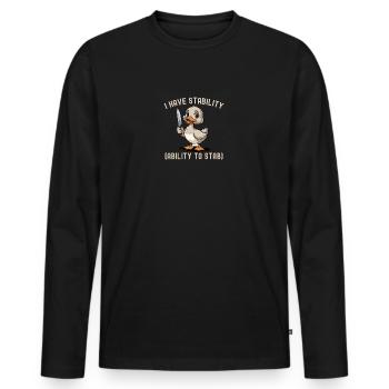 Drôle, j’ai la capacité de stabilité pour poignarder un canard mignon - T-shirt manches longues Premium bio Homme - noir - Devant - Nico (187cm)