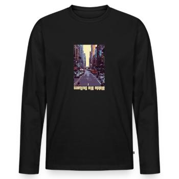Jeu Big Apple - NYC Retro GTA Gamer Design - T-shirt manches longues Premium bio Homme - noir - Devant - Nico (187cm)
