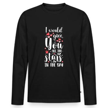 Souhaits d’étoile filante - T-shirt manches longues Premium bio Homme - noir - Devant - Nico (187cm)