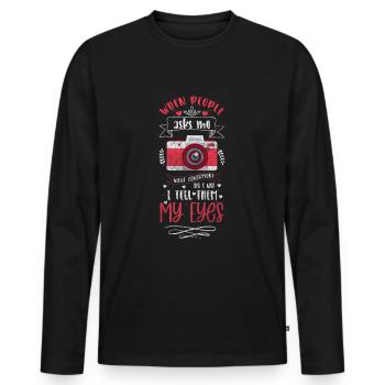 Camera Hobby Passion Photo Shoot - Men's Premium Organic Long Sleeve Shirt - black - Front - Nico (187cm)