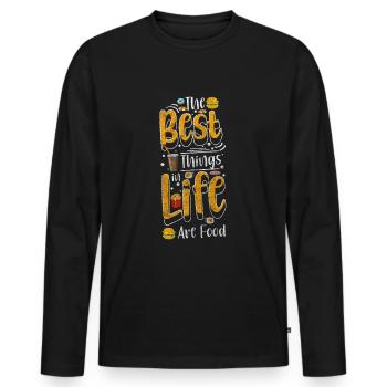 Repas à l’hôtel - T-shirt manches longues Premium bio Homme - noir - Devant - Nico (187cm)