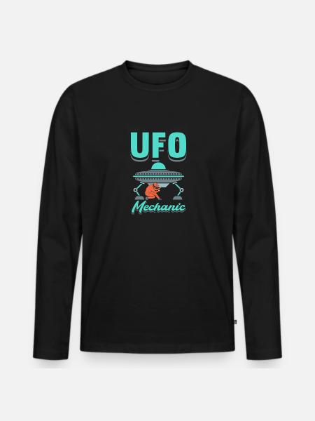 UFO-Mechaniker - Männer Premium Bio Langarmshirt - Schwarz