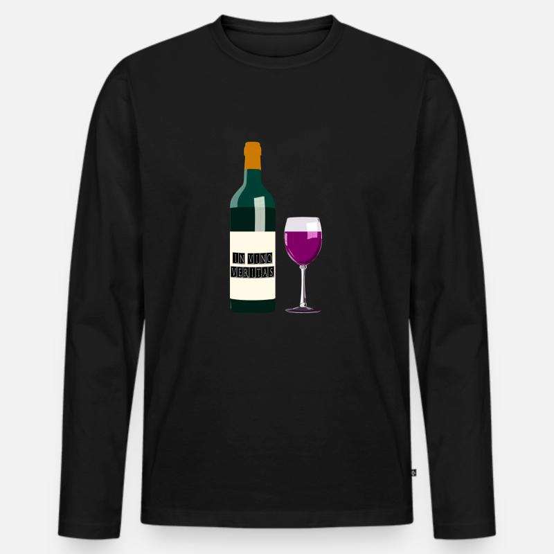 Wein - Männer Premium Bio Langarmshirt - Schwarz