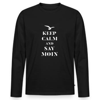 Gardez le calme et dire Moin - T-shirt manches longues Premium bio Homme - noir - Devant - Nico (187cm)
