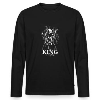 Doberman Roi de tout Chien Disant Wilsigns - T-shirt manches longues Premium bio Homme - noir - Devant - Nico (187cm)
