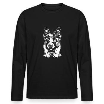 Chiens de la couronne malinois belges Chiens Wilsigns - T-shirt manches longues Premium bio Homme - noir - Devant - Nico (187cm)