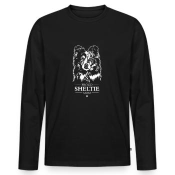 Sheltie Maman Chien Chien Shetland Chien de berger Wilsigns - T-shirt manches longues Premium bio Homme - noir - Devant - Nico (187cm)