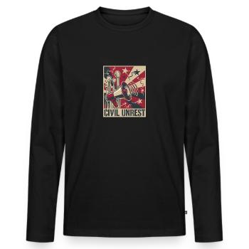 Civil Unrest Resist Propaganda Poster - Men's Premium Organic Long Sleeve Shirt - black - Front - Nico (187cm)