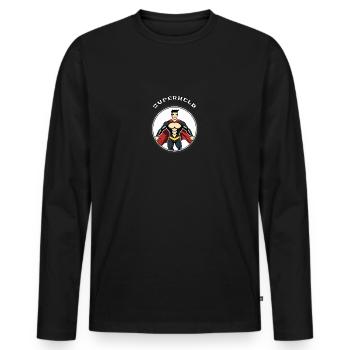 Superheld - Männer Premium Bio Langarmshirt - Schwarz - Vorne - Nico (187cm)