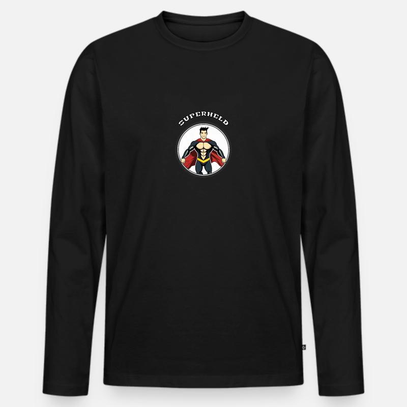 Superheld - Männer Premium Bio Langarmshirt - Schwarz