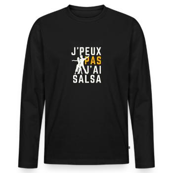 Ich kann keine Salsa - Männer Premium Bio Langarmshirt - Schwarz - Vorne - Nico (187cm)