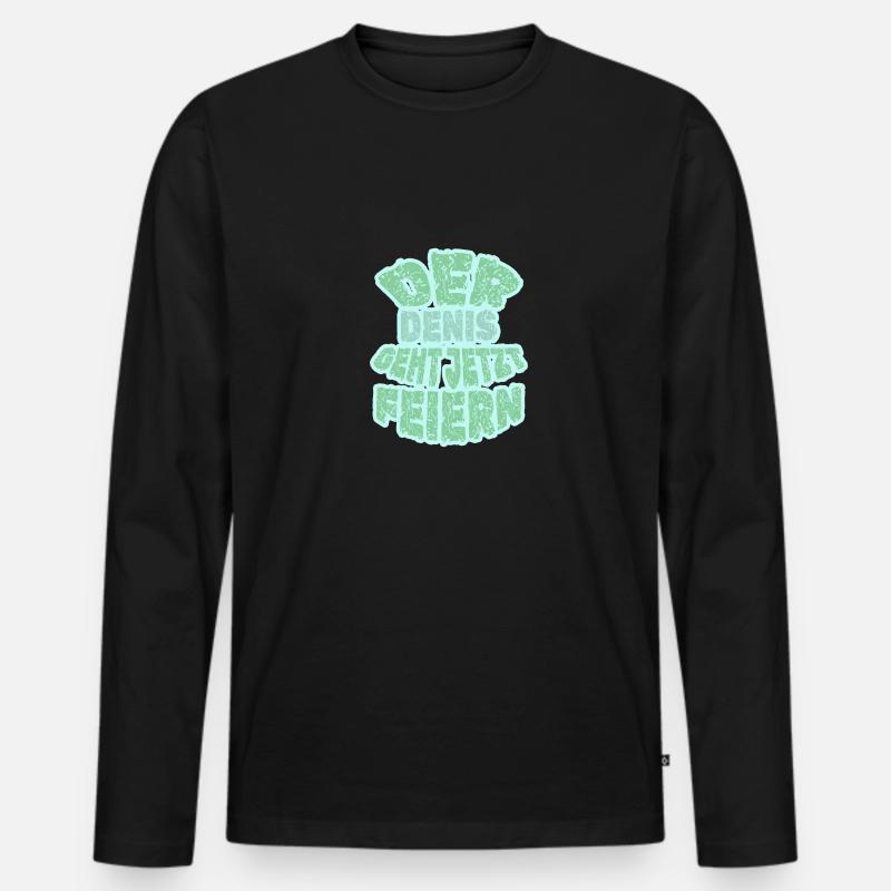 Feiern Denis - Männer Premium Bio Langarmshirt - Schwarz