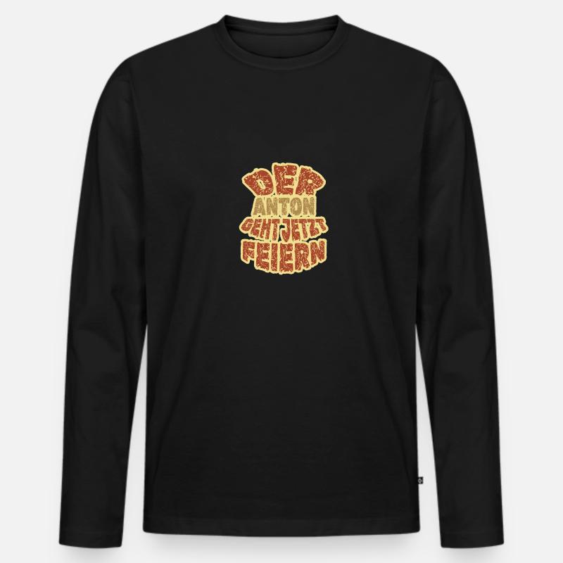 Anton Anton - Männer Premium Bio Langarmshirt - Schwarz