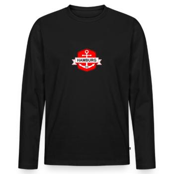 Hamburger Ankerplatz - Männer Premium Bio Langarmshirt - Schwarz - Vorne - Nico (187cm)