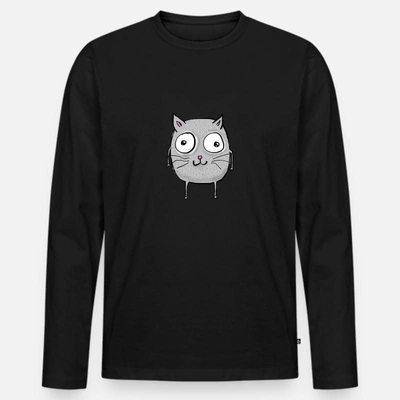 Lustige Katze - Männer Premium Bio Langarmshirt - Schwarz