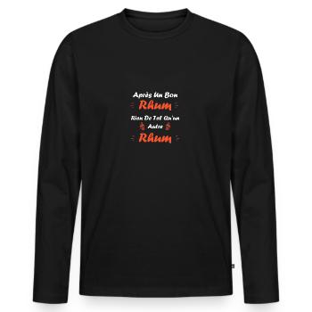 Rhum - T-shirt manches longues Premium bio Homme - noir - Devant - Nico (187cm)