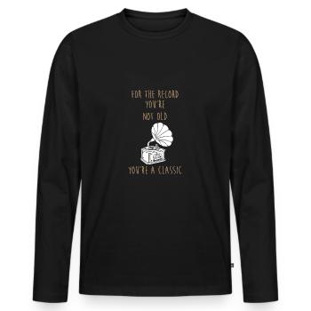 Vinyl - Men's Premium Organic Long Sleeve Shirt - black - Front - Nico (187cm)