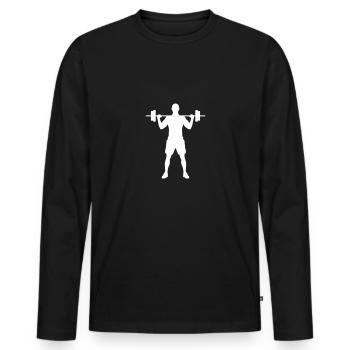 Sporty man with dumbbell white - Men's Premium Organic Long Sleeve Shirt - black - Front - Nico (187cm)