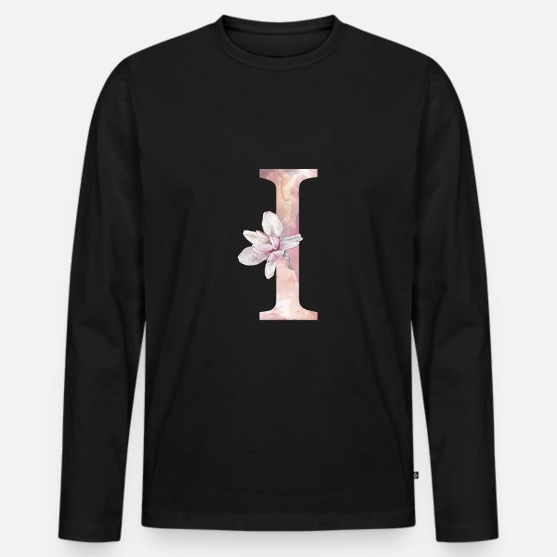 Buchstabe I - Männer Premium Bio Langarmshirt - Schwarz