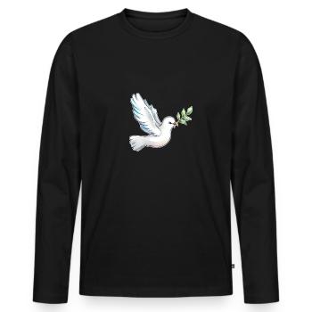 Dove of Peace Peace Freedom Never Again War - Men's Premium Organic Long Sleeve Shirt - black - Front - Nico (187cm)