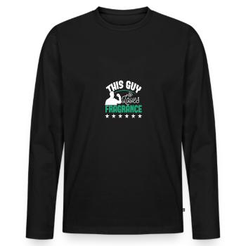 Parfüm Fragrance Perfüm Perfume Parfum Duft - T-shirt manches longues Premium bio Homme - noir - Devant - Nico (187cm)