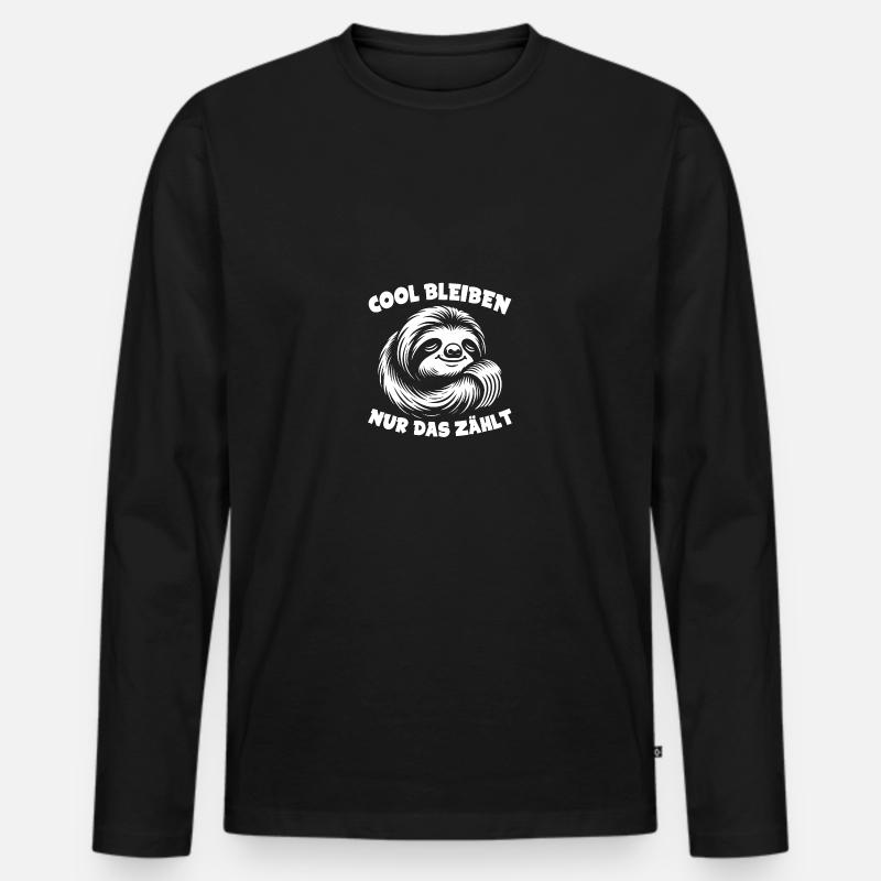 Süßes schläfriges Faultier immer mit der Ruhe - Männer Premium Bio Langarmshirt - Schwarz