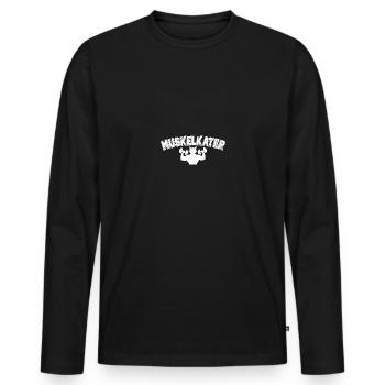 Muskelkater Workout Gym Fitness Katze Fitnesstudio - Männer Premium Bio Langarmshirt - Schwarz - Vorne - Nico (187cm)