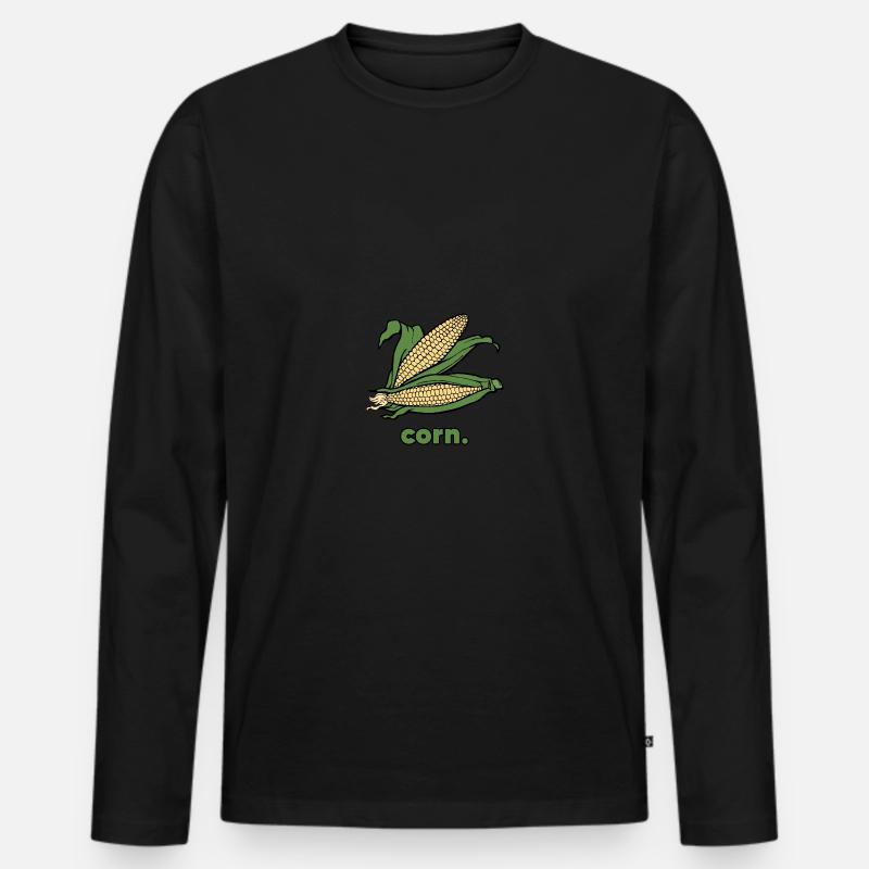 Mais | Gemüse - Männer Premium Bio Langarmshirt - Schwarz