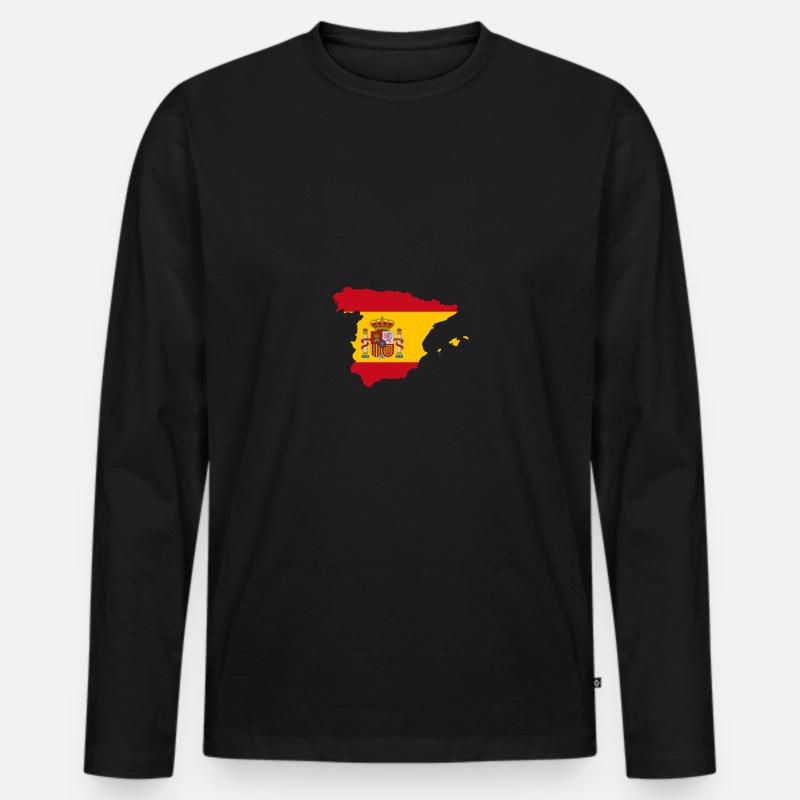 Spanien - Männer Premium Bio Langarmshirt - Schwarz