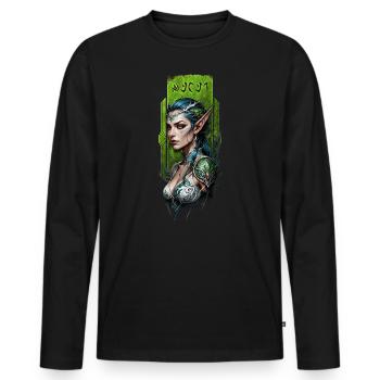 Gardien elfe de la forêt enchanté - T-shirt manches longues Premium bio Homme - noir - Devant - Nico (187cm)