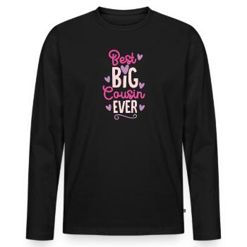 Beste Große Cousine Großcousine Geschenk - Männer Premium Bio Langarmshirt - Schwarz - Vorne - Nico (187cm)