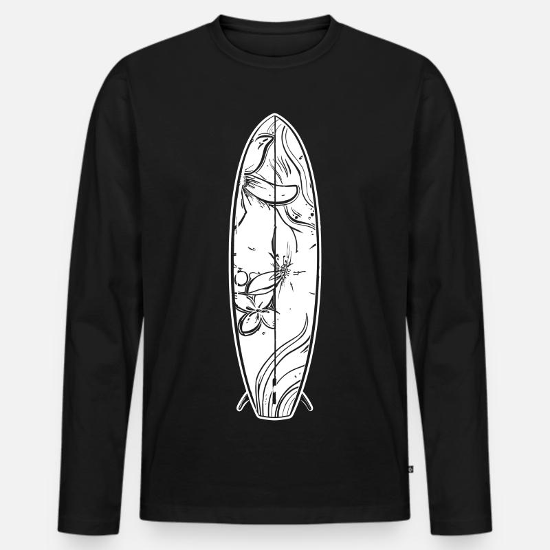 Cartoon Surfbrett - Männer Premium Bio Langarmshirt - Schwarz