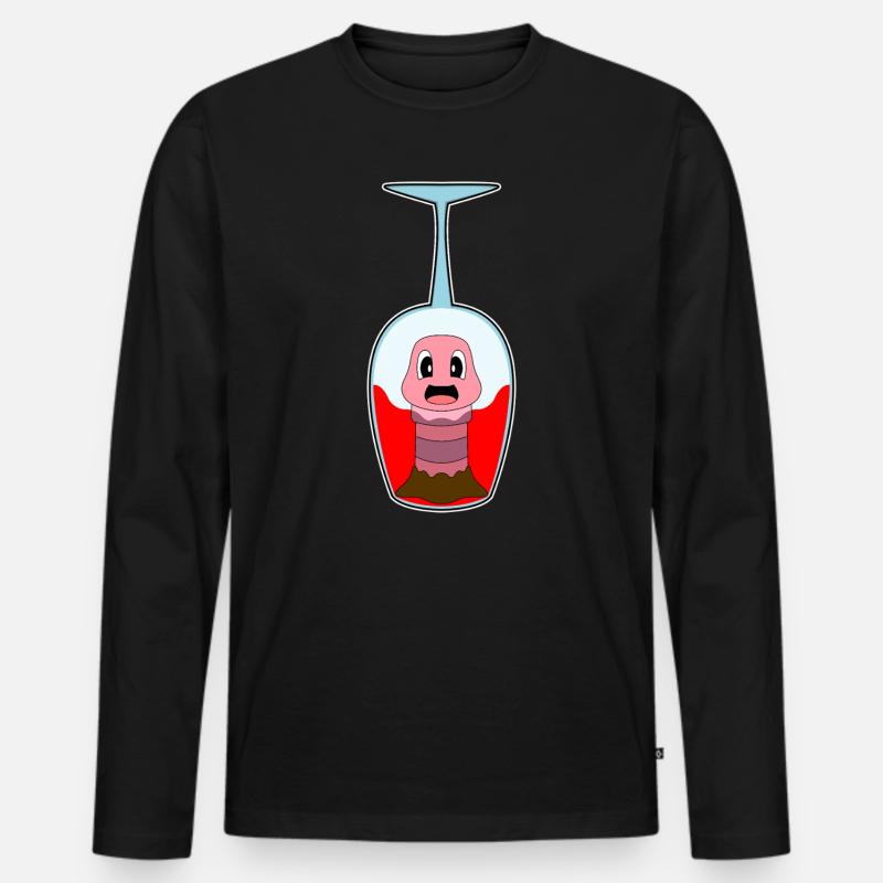 Wurm Rotwein - Männer Premium Bio Langarmshirt - Schwarz