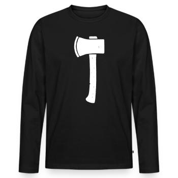Axe Hatchet Tool Vector - Men's Premium Organic Long Sleeve Shirt - black - Front - Nico (187cm)