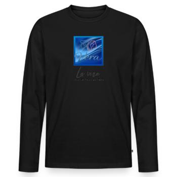 La Vera – Logo urbain - T-shirt manches longues Premium bio Homme - noir - Devant - Nico (187cm)