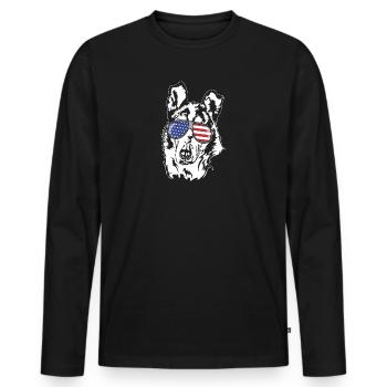 Shorthair Collie America Flag Dogs Wilsigns - Men's Premium Organic Long Sleeve Shirt - black - Front - Nico (187cm)